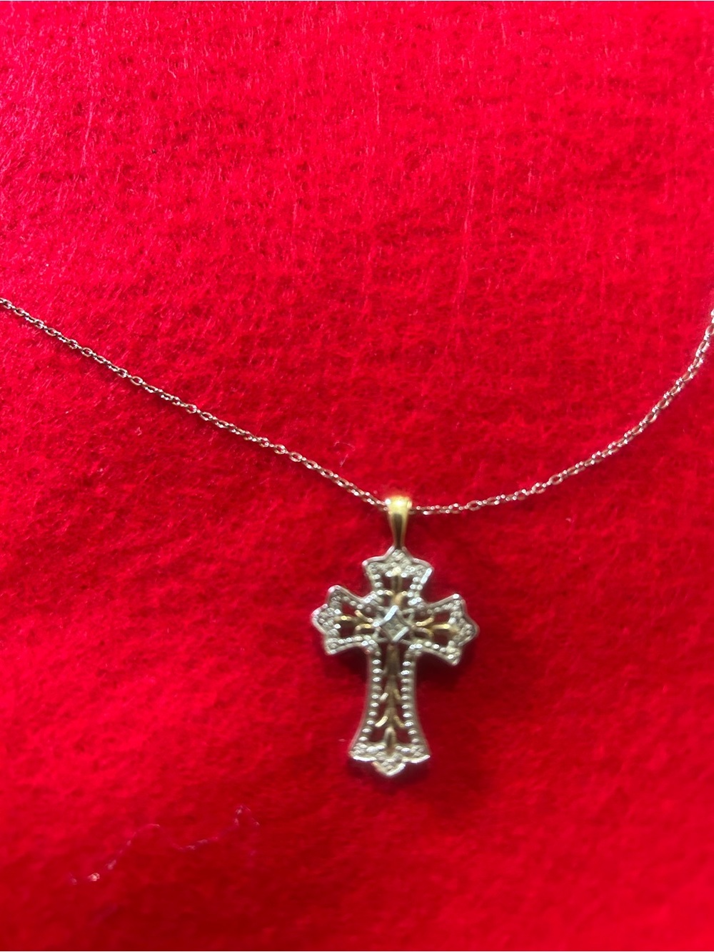 Gold Cross Pendant Necklace - Women Jewelry .925 stamped on pendant/ chain 18”